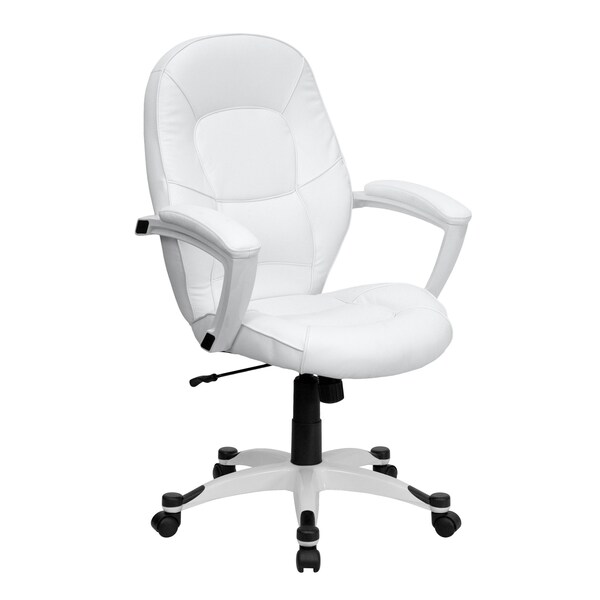 Flash Furniture Mid-Back Exec Chair, White QD-5058M-WHITE-GG - main